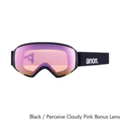 Anon Women's WM1 Snow Goggle + Bonus Lens + MFI Facemask -Winter Equip Store Womens WM1 Snow Goggle MFI Facemask Black Cloudy Bonus