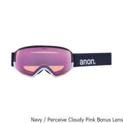 Anon Women's WM1 Snow Goggle + Bonus Lens + MFI Facemask -Winter Equip Store Womens WM1 Snow Goggle MFI Facemask Navy Cloudy Bonus
